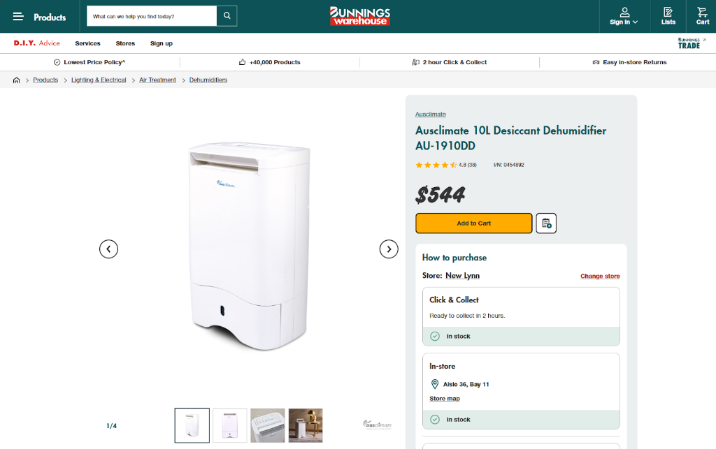 Bunnings price at $544