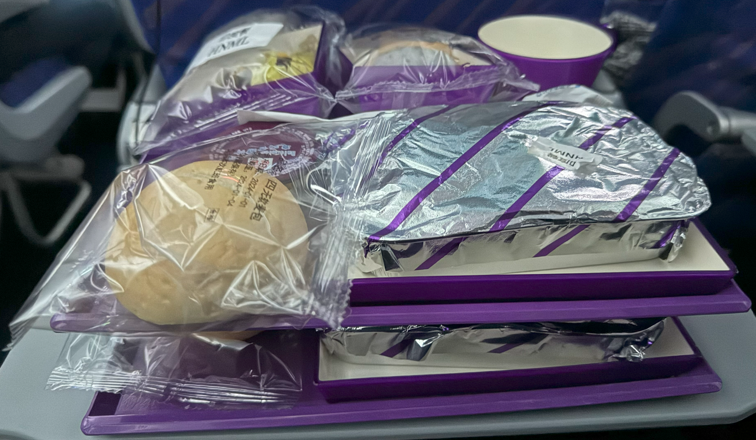 Two stacks of dinner and breakfast