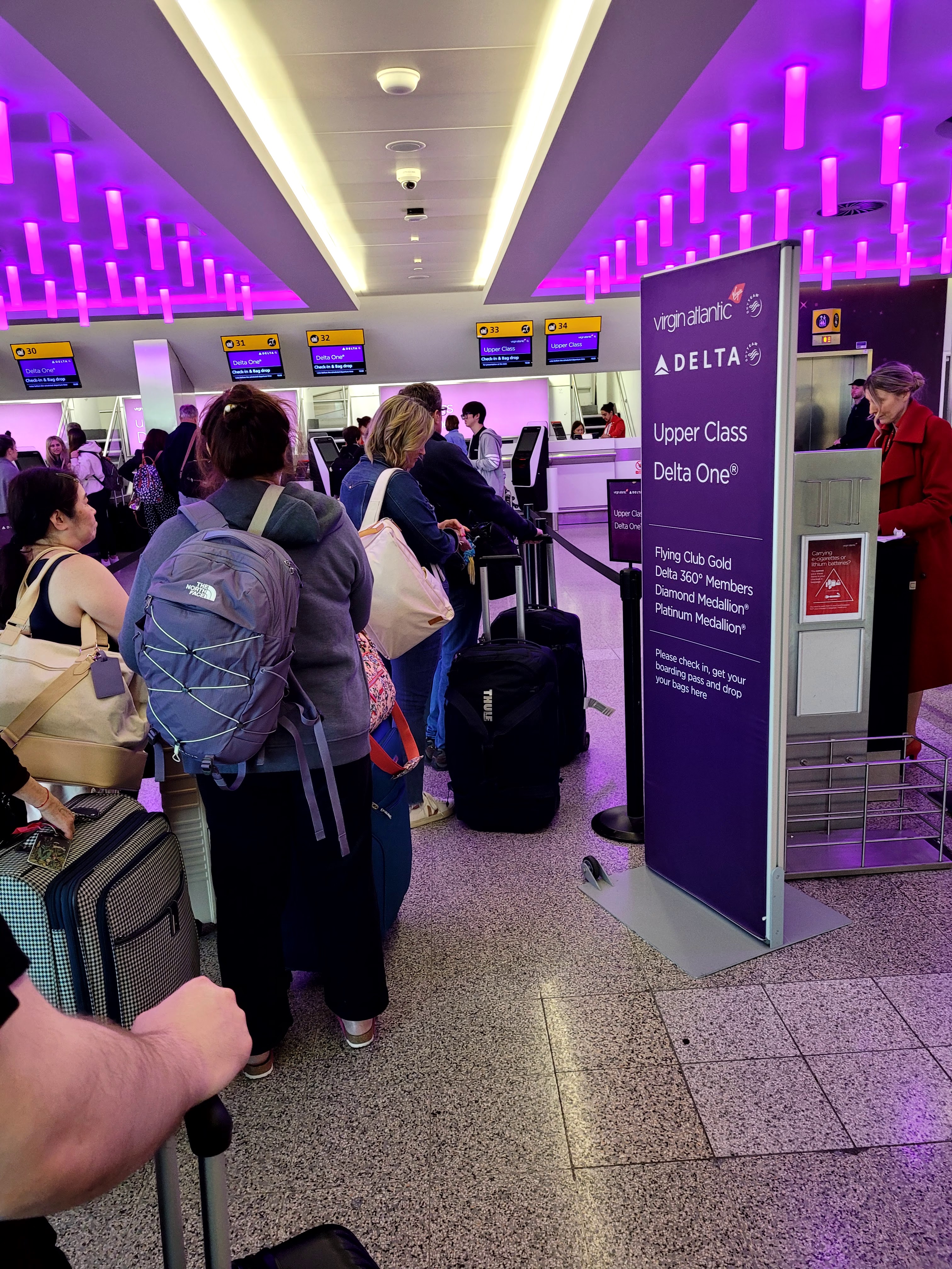 Busy day at the upper class check in counters